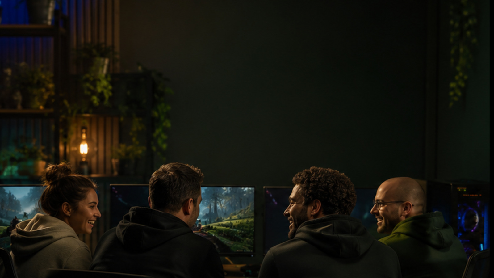 Mitglieder einer Gaming-Community beim gemeinsamen Spielen